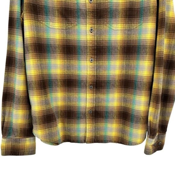 Prana Brown Plaid Button Front Shirt Shacket Size Medium - Picture 4 of 8